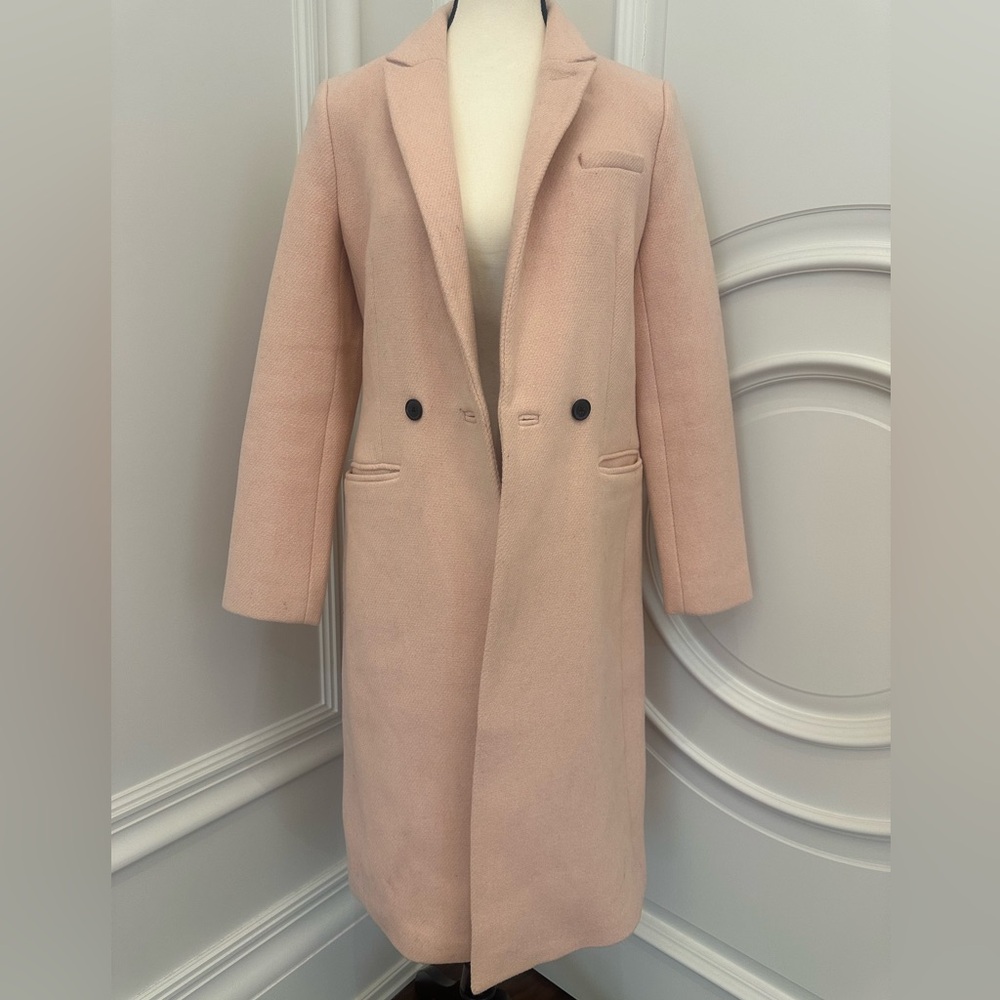 Banana Republic Blush Pink Double Breasted Wool Blend Coat (Size XS) - Picture 3 of 10